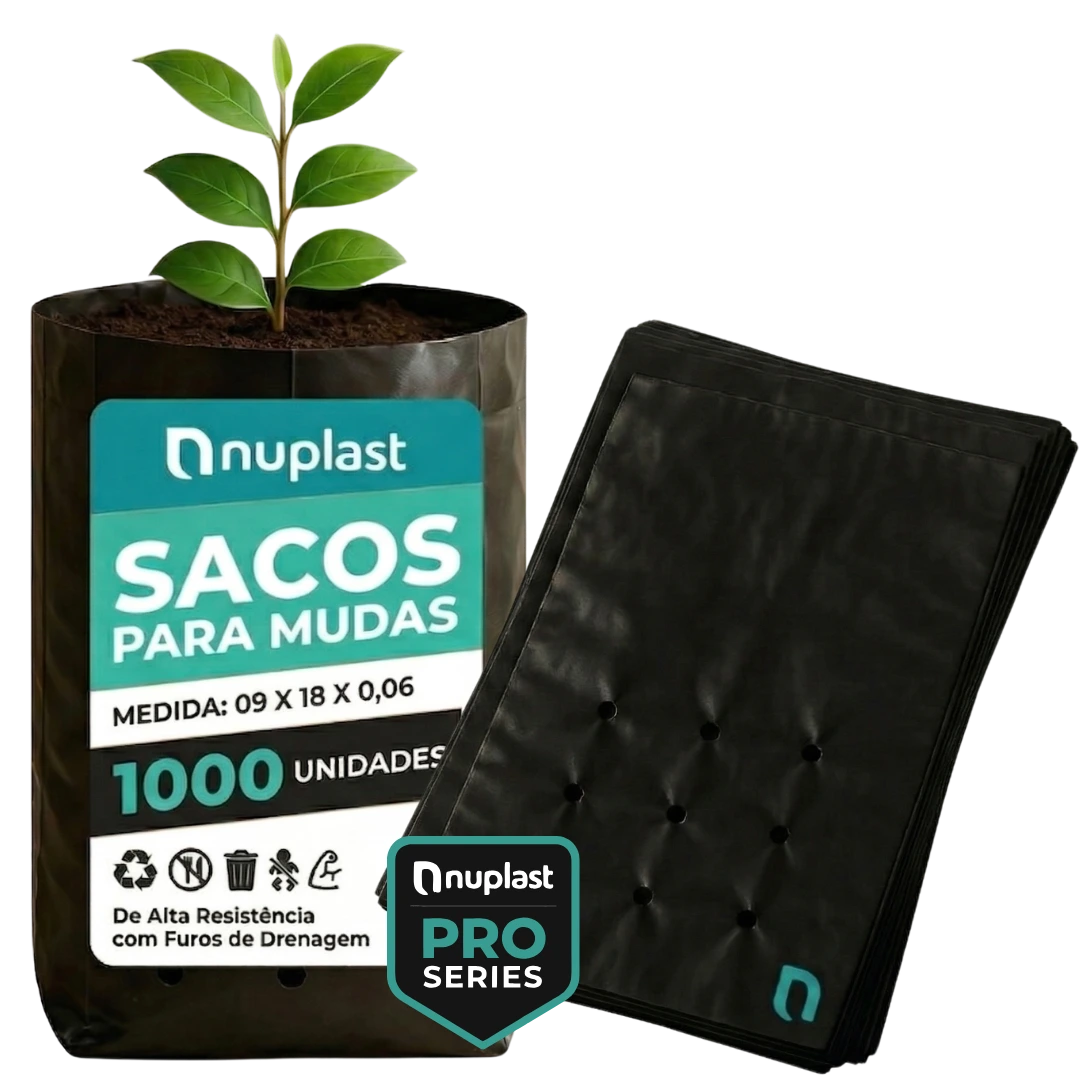 Saco para muda 09x18cm Nuplast - 1000 unidades para hortaliças, alface, tomate, pimenta e ervas