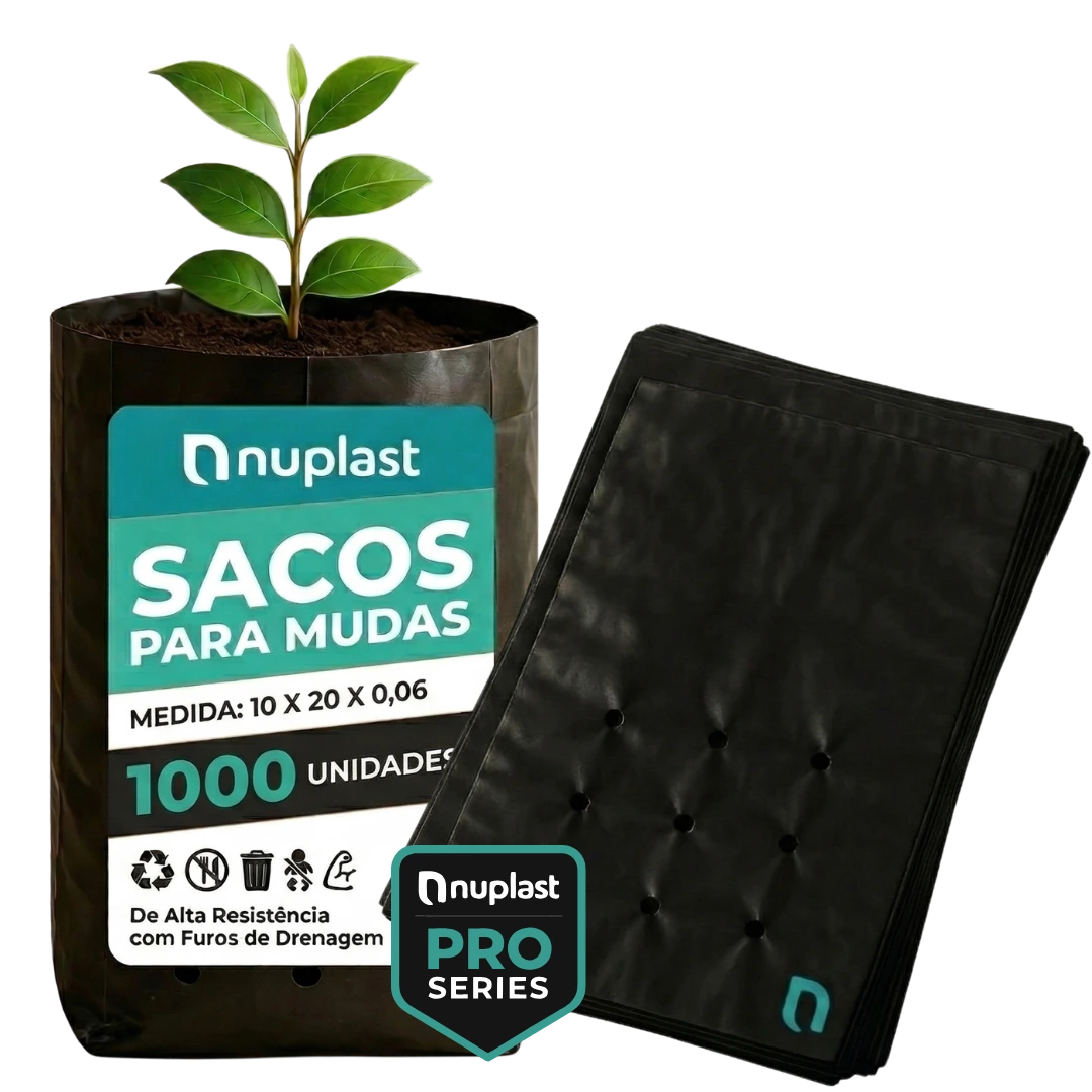 Saco para muda 10x20cm Nuplast - 1000 unidades ideal para muda de café, eucalipto, mamão, limão e frutíferas pequenas