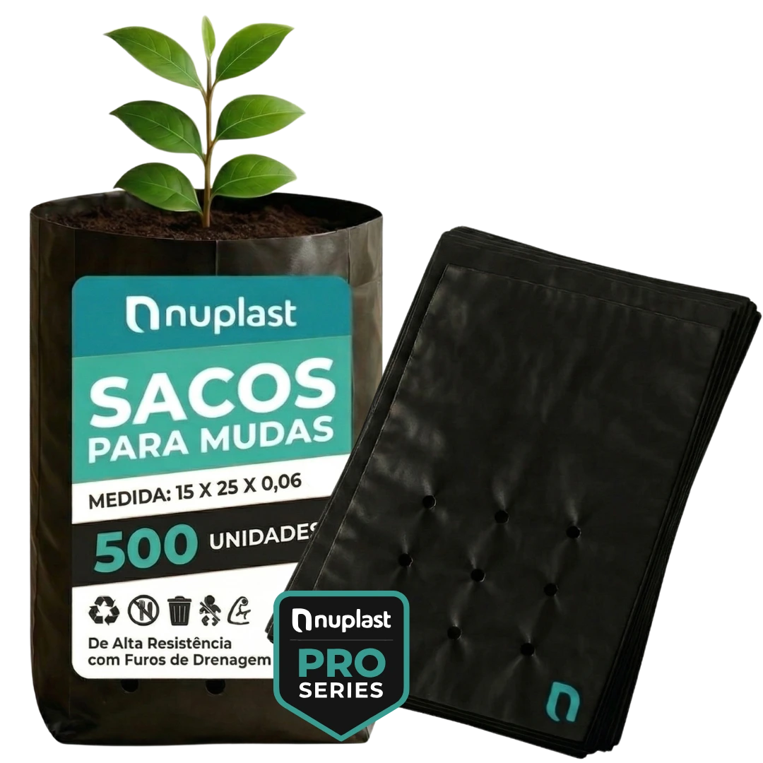 Saco para muda 15x25cm Nuplast - 500 unidades para frutíferas, mudas nativas e reflorestamento de espécies como ipê e jatobá